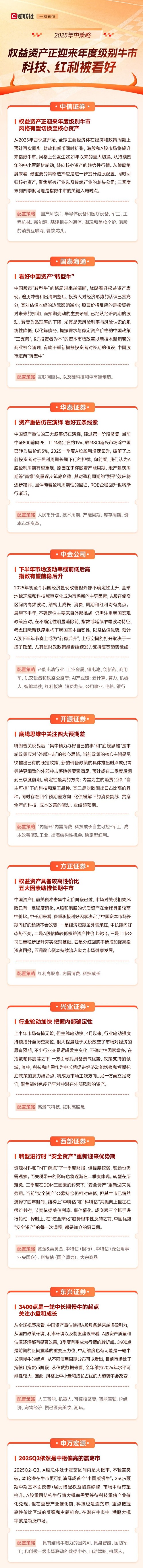 中信证券发布2025年下半年投资策略与展望：建议聚焦长期趋势 回归核心资产