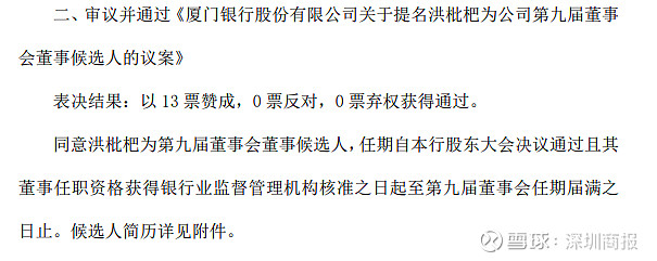 厦门银行：选举洪枇杷为董事长